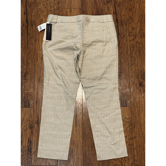 Banana Republic Dress Pants Hampton Fit Crop Beige Patterned - Women's 4 Petite - Picture 10 of 10